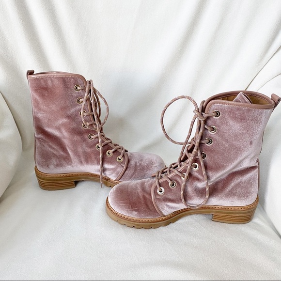 Stuart Weitzman Metermaid Velvet Combat Boots Size 7.5/8 Worn Once! - Picture 4 of 15